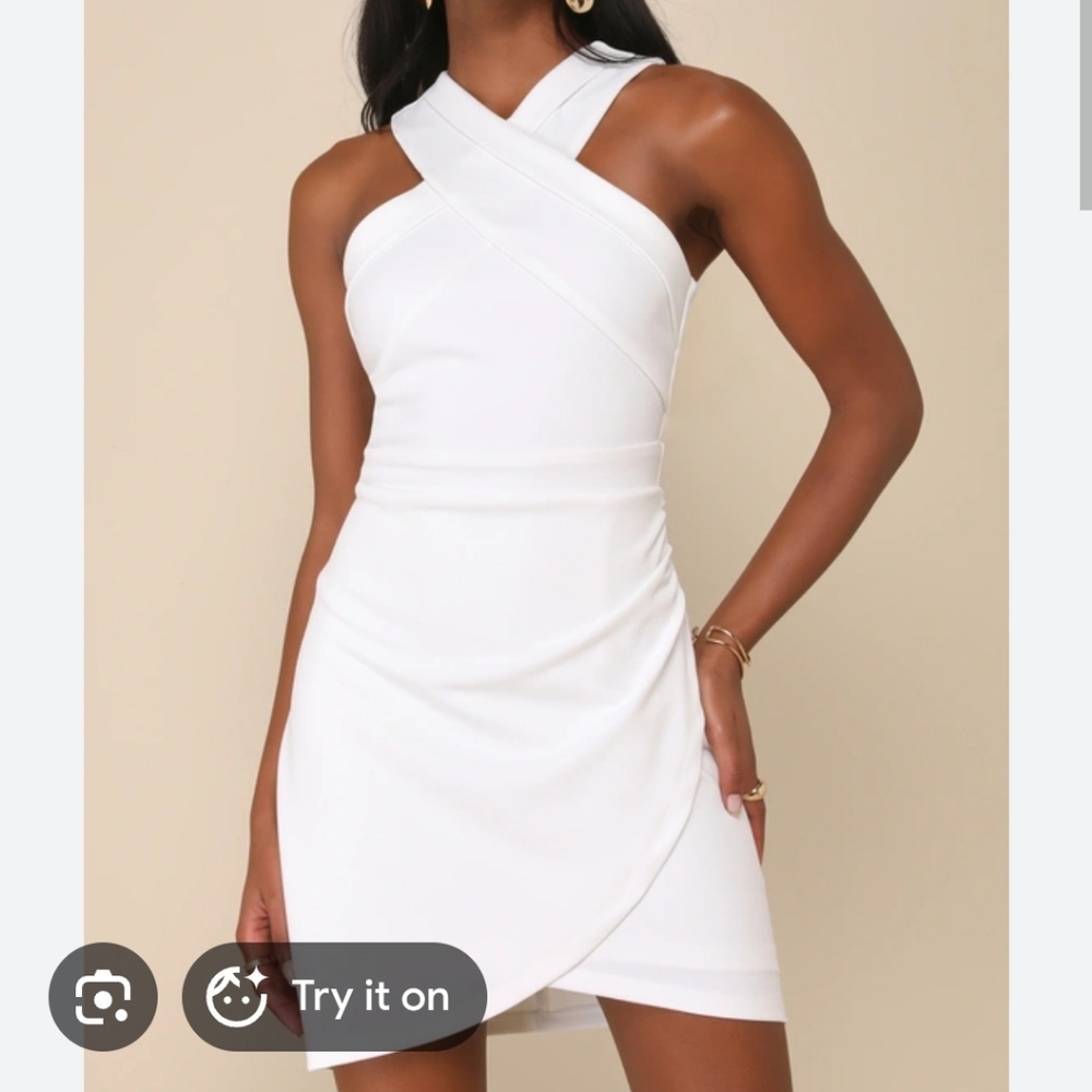 Lulu's White One-Shoulder Tulip Mini Dress